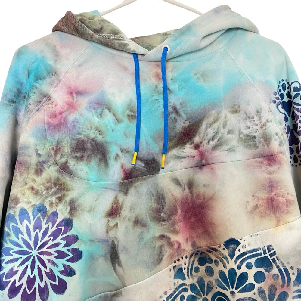 Nike Tie Dye Hoodie Sweatshirt Mens Size Large Unisex Pullover Hand Painted Blue - Picture 3 of 16